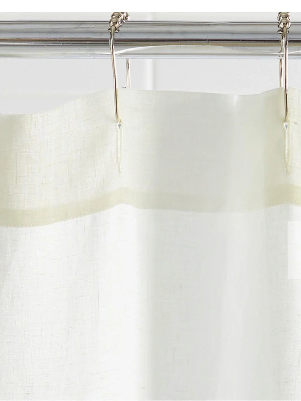 Pottery Barn Belgian Flax Linen Hempstitch Shower Curtain